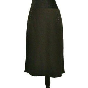 AB Studios Black Skirt Buttons Pleated Back Hem Size 12